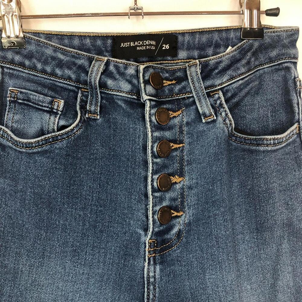 Just Black Denim Jeans High Rise Button Up Skinny Jeans Medium Wash - Picture 3 of 8